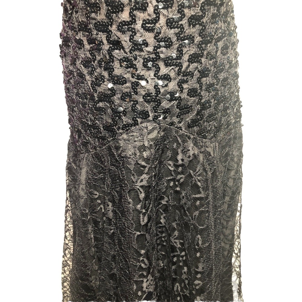 Vtg 90s Goth Lace Sequin Dress Black Whimsygoth Witchy 39-33-39 DAMAGED/STAIND L - Picture 6 of 15